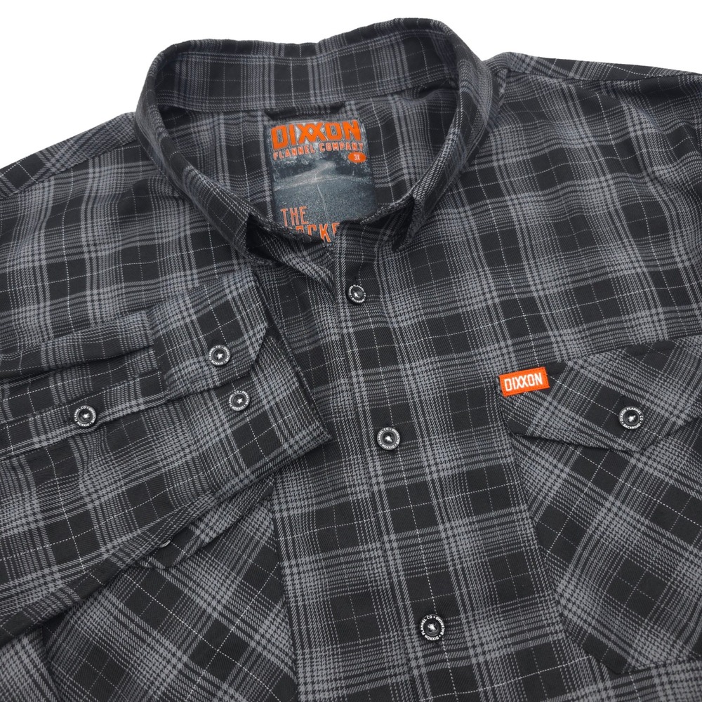Dixxon Flannel Company The Backroad Plaid Shirt Mens 3X Black Gray Button Down